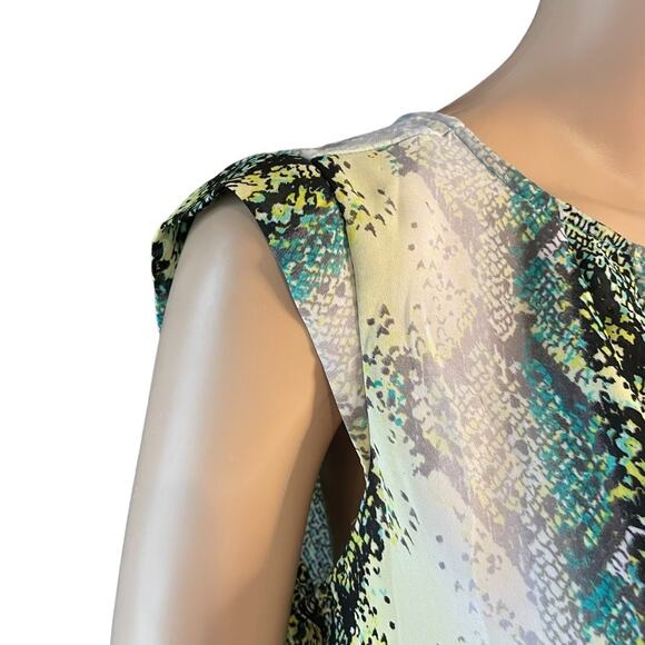 Worthington Sleeveless Blouse Womens P/M Green Snake Skin Print Casual - Picture 5 of 11